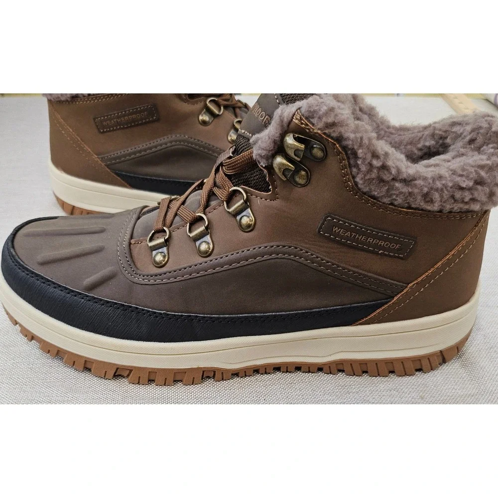 Weatherproof Slope Duck Boots Mens 8M Brown Faux Fur Lined Winter Snow Hiking
